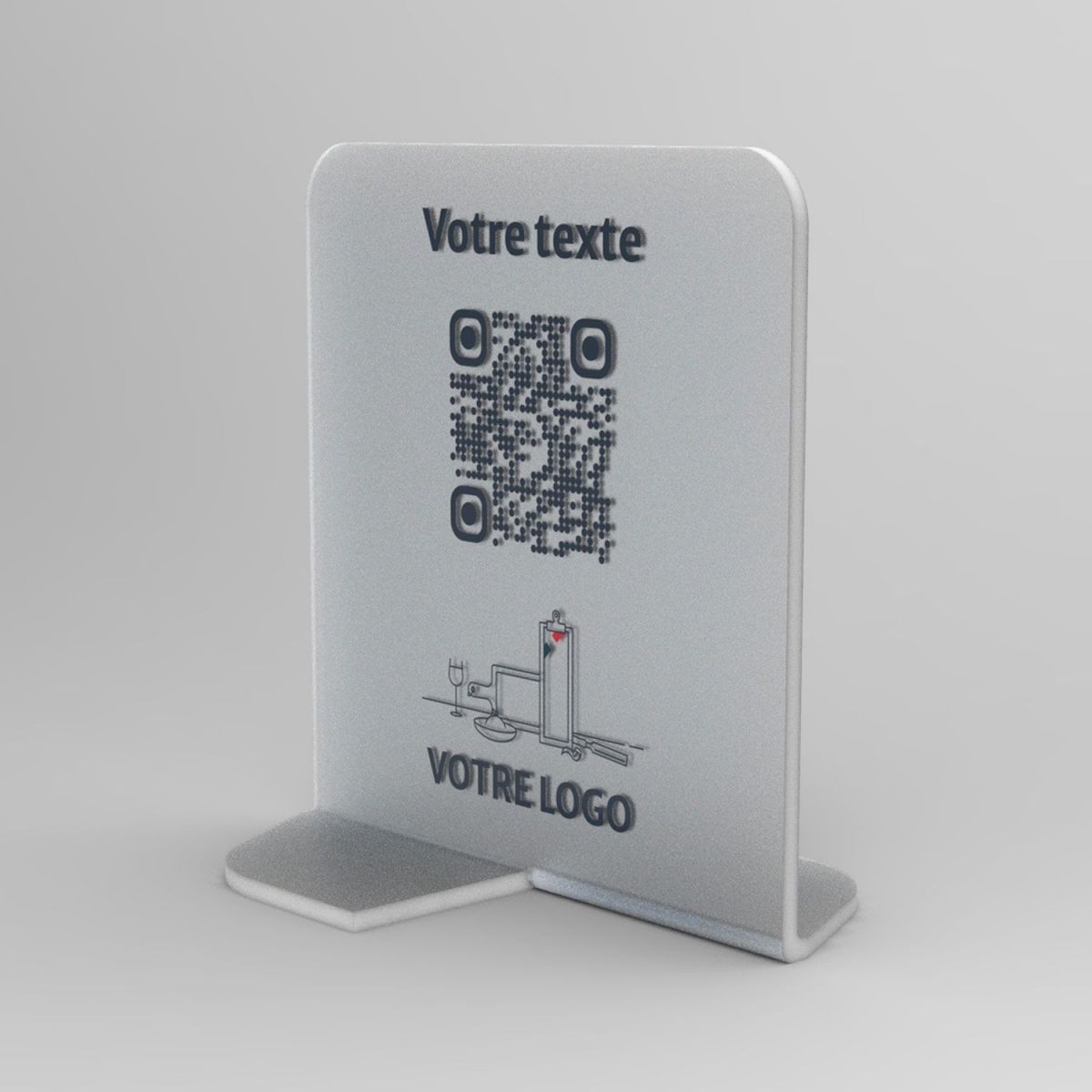 Présentoir vertical givré carré - Support QR Code en plexiglass pour restaurant