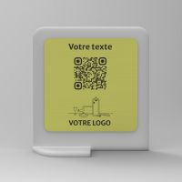 Présentoir vertical givré aspect laiton carré - Support QR Code en plexiglass pour restaurant