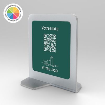 Présentoir vertical givré couleur carré - Support QR Code en plexiglass pour restaurant