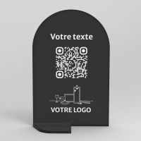 Présentoir vertical noir arrondi - Support QR Code en plexiglass pour restaurant