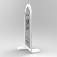 Présentoir vertical blanc aspect inox arrondi - Support QR Code en plexiglass pour restaurant