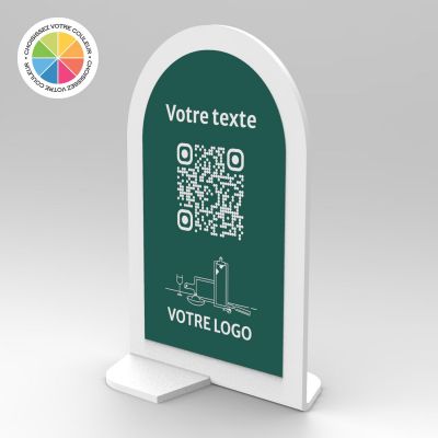 Présentoir vertical blanc couleur carré - Support QR Code en plexiglass pour restaurant