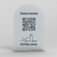 Présentoir vertical givré arrondi - Support QR Code en plexiglass pour restaurant