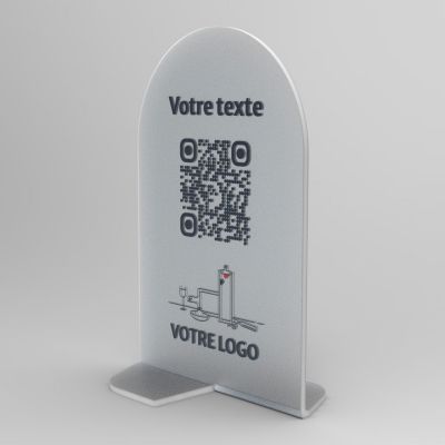 Présentoir vertical givré arrondi - Support QR Code en plexiglass pour restaurant