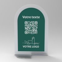 Présentoir vertical givré couleur arrondi - Support QR Code en plexiglass pour restaurant