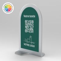 Présentoir vertical givré couleur arrondi - Support QR Code en plexiglass pour restaurant