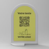 Présentoir vertical givré aspect laiton arrondi - Support QR Code en plexiglass pour restaurant