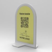 Présentoir vertical givré aspect laiton arrondi - Support QR Code en plexiglass pour restaurant