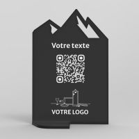 Présentoir vertical noir montagne - Support QR Code en plexiglass pour restaurant