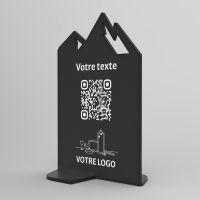 Présentoir vertical noir montagne - Support QR Code en plexiglass pour restaurant