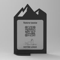 Présentoir vertical noir aspect inox montagne - Support QR Code en plexiglass pour restaurant