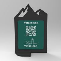 Présentoir vertical noir couleur montagne - Support QR Code en plexiglass pour restaurant