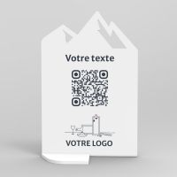 Présentoir vertical blanc montagne - Support QR Code en plexiglass pour restaurant