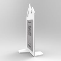 Présentoir vertical blanc aspect inox montagne - Support QR Code en plexiglass pour restaurant