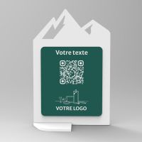 Présentoir vertical blanc couleur montagne - Support QR Code en plexiglass pour restaurant