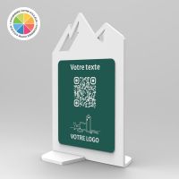 Présentoir vertical blanc couleur montagne - Support QR Code en plexiglass pour restaurant