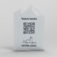 Présentoir vertical givré montagne - Support QR Code en plexiglass pour restaurant