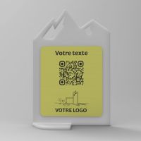 Présentoir vertical givré aspect laiton montagne - Support QR Code en plexiglass pour restaurant