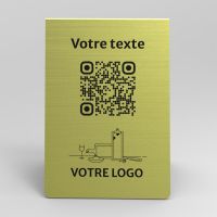 Présentoir chevalet aspect laiton rectangle - Support QR Code en plexiglass pour restaurant