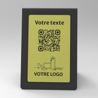 Présentoir chevalet noir aspect laiton rectangle - Support QR Code en plexiglass pour restaurant