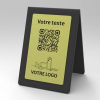 Présentoir chevalet noir aspect laiton rectangle - Support QR Code en plexiglass pour restaurant