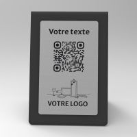 Présentoir chevalet noir aspect inox rectangle - Support QR Code en plexiglass pour restaurant