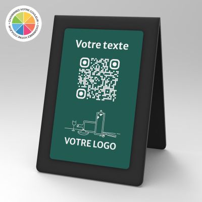 Présentoir chevalet noir couleur rectangle - Support QR Code en plexiglass pour restaurant