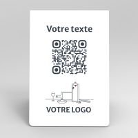 Présentoir chevalet blanc rectangle - Support QR Code en plexiglass pour restaurant