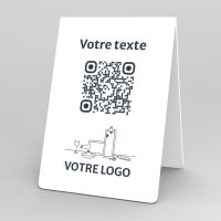 Présentoir chevalet blanc rectangle - Support QR Code en plexiglass pour restaurant