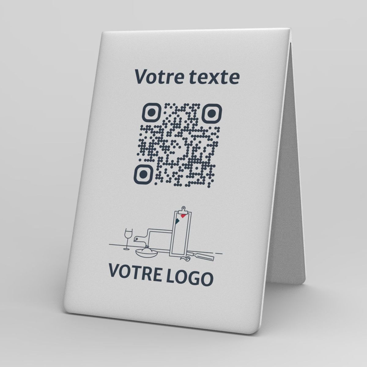 Présentoir chevalet givré rectangle - Support QR Code en plexiglass pour restaurant