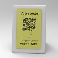 Présentoir chevalet givré aspect laiton rectangle - Support QR Code en plexiglass pour restaurant