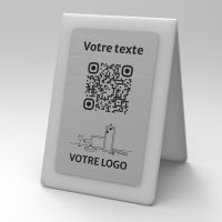 Présentoir chevalet givré aspect inox rectangle - Support QR Code en plexiglass pour restaurant