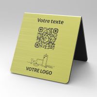 Présentoir chevalet aspect laiton carré - Support QR Code en plexiglass pour restaurant