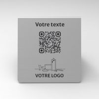 Présentoir incliné aspect inox carré - Support QR Code en plexiglass pour restaurant