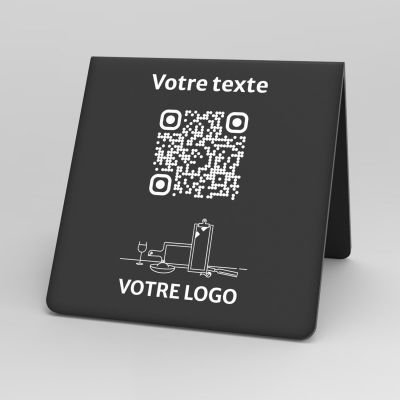 Présentoir chevalet noir carré - Support QR Code en plexiglass pour restaurant