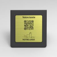 Présentoir chevalet noir aspect inox carré - Support QR Code en plexiglass pour restaurant