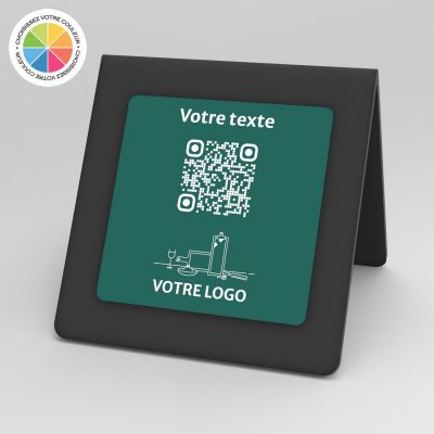 Présentoir chevalet noir couleur carré - Support QR Code en plexiglass pour restaurant