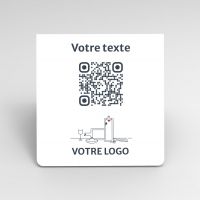 Présentoir chevalet blanc carré - Support QR Code en plexiglass pour restaurant