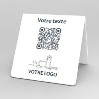 Présentoir chevalet blanc carré - Support QR Code en plexiglass pour restaurant