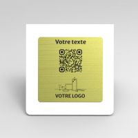 Présentoir chevalet blanc aspect laiton carré - Support QR Code en plexiglass pour restaurant