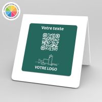 Présentoir chevalet blanc couleur carré - Support QR Code en plexiglass pour restaurant