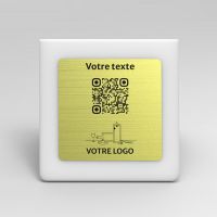 Présentoir chevalet givré aspect laiton carré - Support QR Code en plexiglass pour restaurant