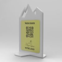 Présentoir vertical givré aspect laiton montagne - Support QR Code en plexiglass pour restaurant