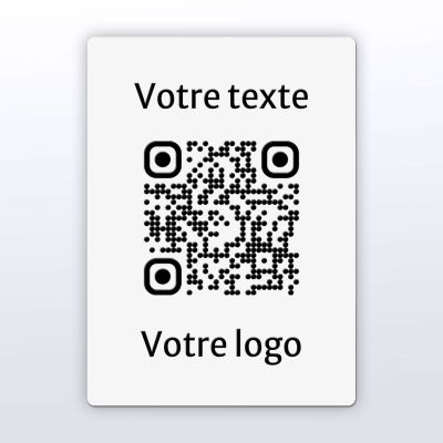 Sticker rectangle blanc gravure noire - Autocollant QR code