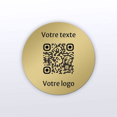 Sticker rond aspect laiton - Autocollant QR code