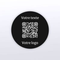 Sticker rond noir gravure blanche - Autocollant QR code