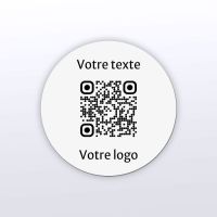 Sticker rond blanc gravure noire - Autocollant QR code