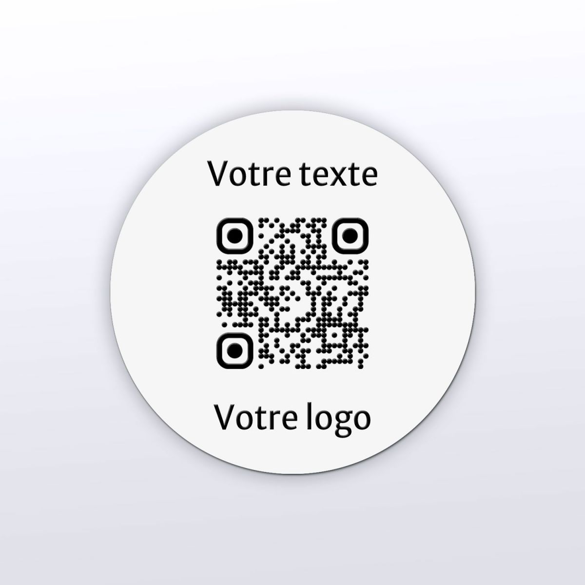 Sticker rond blanc gravure noire - Autocollant QR code