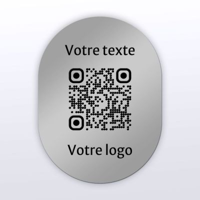 Sticker ovale aspect inox - Autocollant QR code