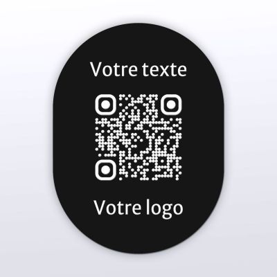 Sticker ovale noir gravure blanche - Autocollant QR code